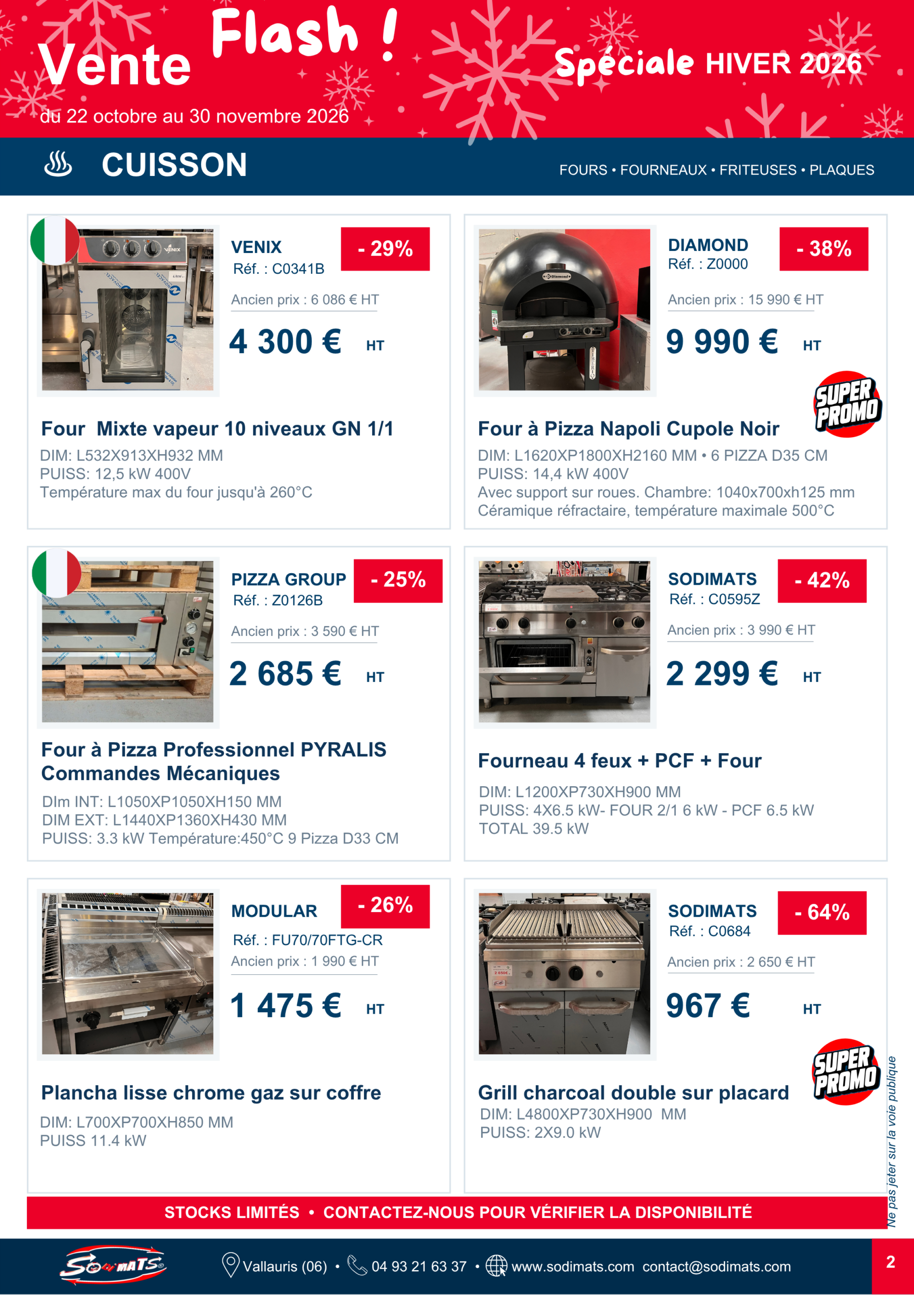 SODIMATS Vente Flash - Equipements de cuisson