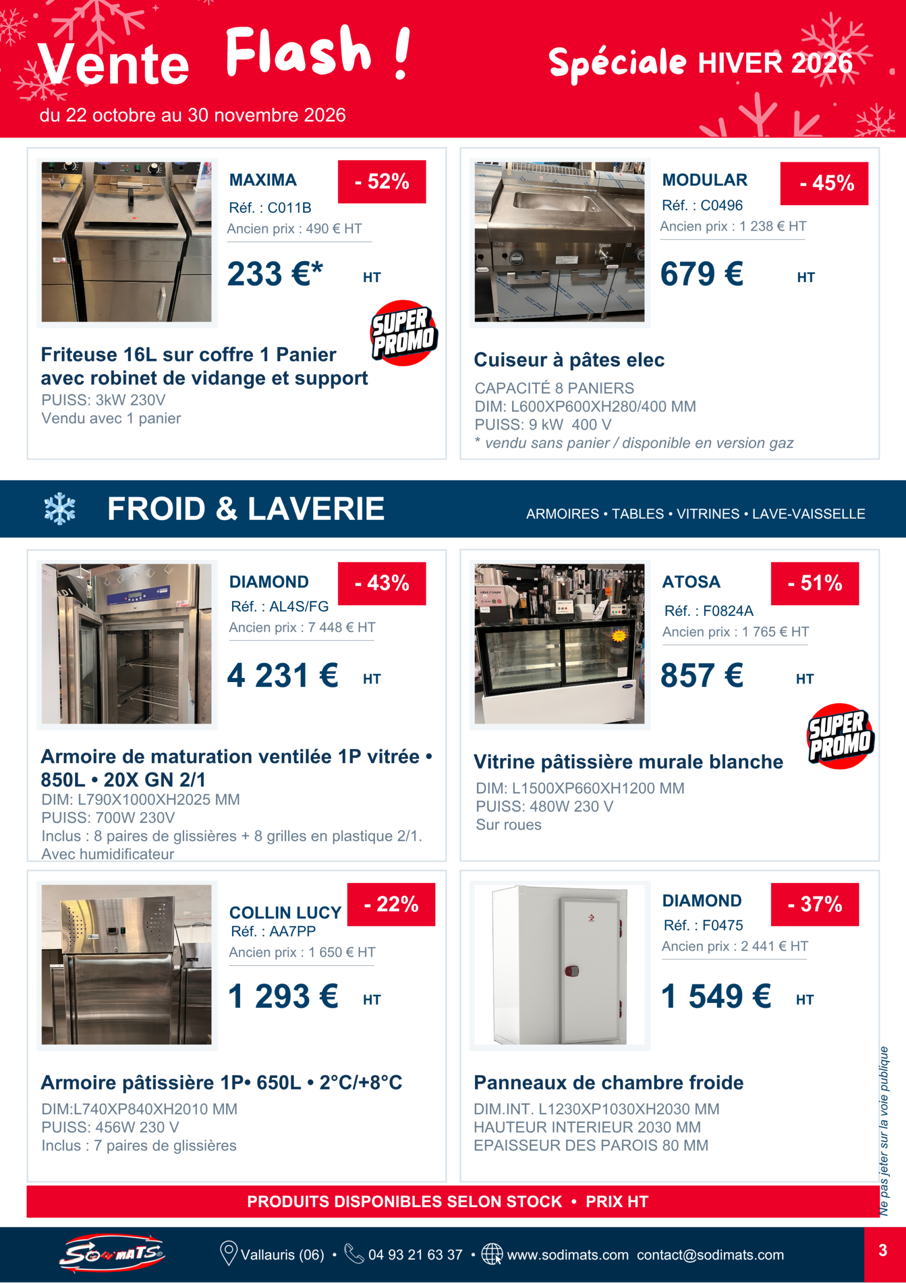 SODIMATS Vente Flash - Froid et laverie